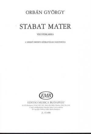 Orbn Gyrgy Stabat Mater  Mixed Voices