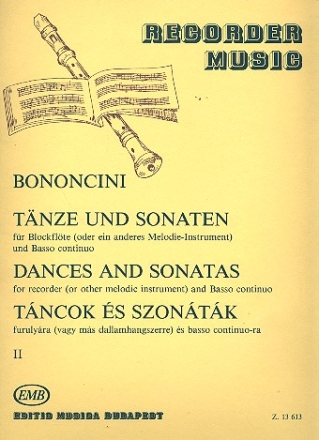Dances and Sonatas for recorder (melody instrument) and Bc