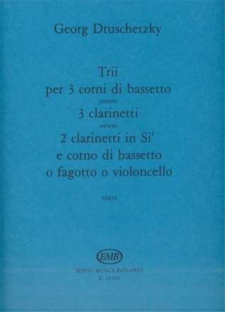 Trii per 3 corni di bassetto (clarinetti, fagotto...) partitura e parti