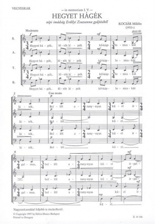 Kocsr Mikls Hegyet hgk in memoriam I.V.  from Zs. Erdlyi's collection Mixed Voices