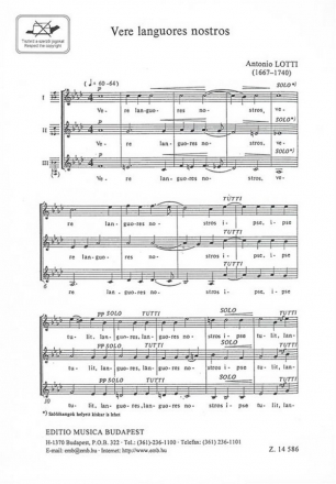 Vere languores nostros for upper voices a cappella choral score