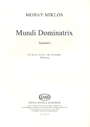 Mundi Dominatrix fr Frauenchor a cappella Partitur