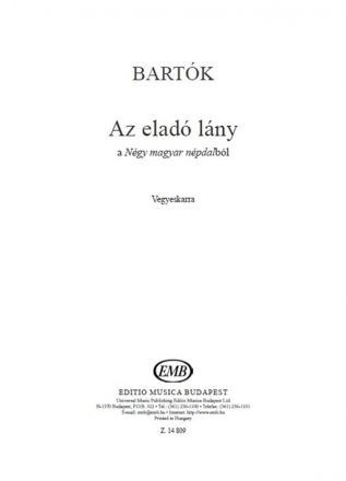 Bartk Bla Finding a Husband from Four Hungarian Folksongs Mixed Voices