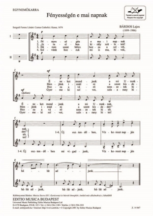 Lajos Brdos Fnyessgn E Mai Napnak Upper Voices (Stimme)