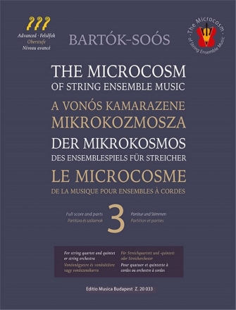 Bela Bartok, The Microcosm of String Ensemble Music 3 Streichorchester Partitur + Online-Audio