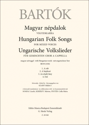 Z20040  Hungarian Folk Songs for mixed voices