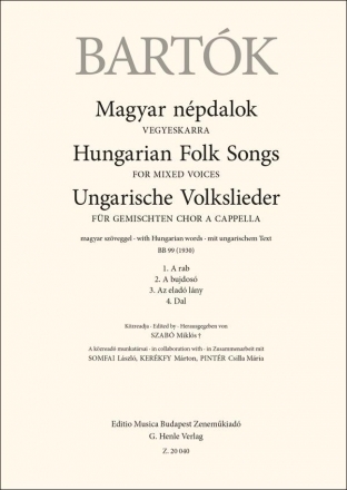 Z20040  Hungarian Folk Songs for mixed voices