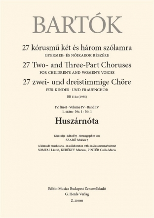 Bartok, Bela (Composer), Song of the Hussar / Huszrnta Children's Voices, Female Voices