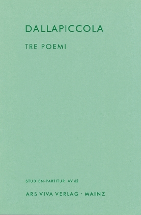 Tre Poemi fr Sopran und Kammerorchester Studienpartitur