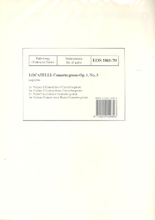 Concerto grosso op.1,3 fr 2 Violinen, Viola, Kontrabass und Streichorchester Stimmensatz (4-4-2-4)