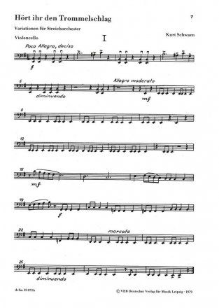 Hrt ihr den Trommelschlag fr Streichorchester Vc1