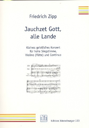 Jauchzet Gott alle Lande Werk 38b fr Gesang (hoch), Violine (Flte) und Bc Partitur und Instrumentalstimme