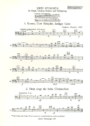 3 Hymnen fr Orgel, Glocken, Pauken und Schlagzeug Rhrenglocken