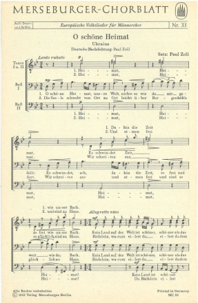 O schne Heimat (Ukraine) 4st Mnnerchor