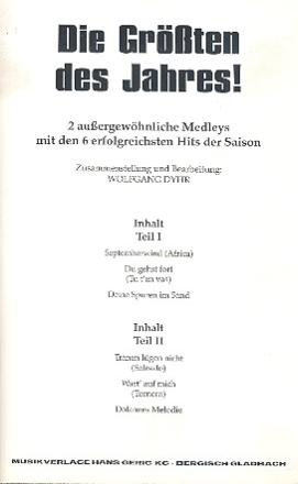 Die Grten des Jahres: 2 Medleys fr Salonorchester