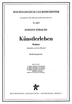 Strau, Johann (Sohn) Knstlerleben Akkordeonorchester Partitur