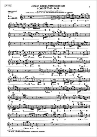 J. G. Albrechtsberger / Siegfried Behrend Doppelkonzert F-Dur Maultrommel oder Flte Stimme(n)