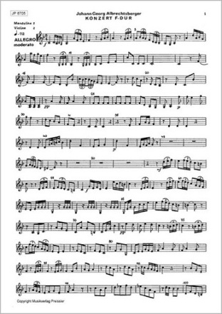 J. G. Albrechtsberger / Siegfried Behrend Doppelkonzert F-Dur Mandoline 2 oder Violine 2 Stimme(n)