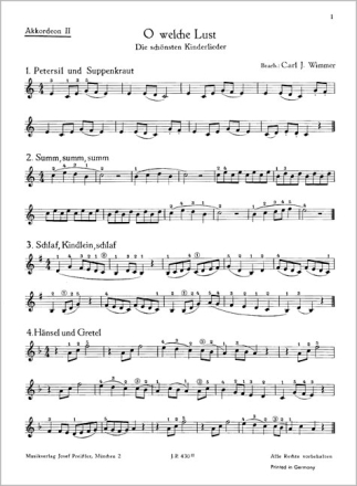Carl J. Wimmer O welche Lust Akkordeon-Orchester Akkordeon 2