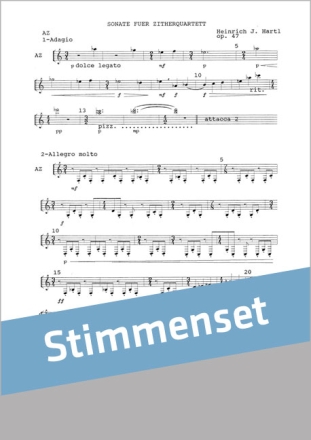 Heinrich J. Hartl Sonate op. 47 Zitherquartett Stimme(n)