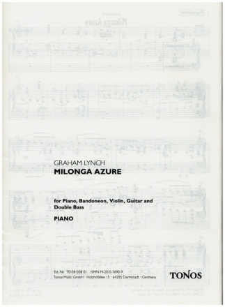 Milonga Azure - Tango for Quintet Piano, Bandoneon, Violin, Guitar and Double Bass Quintet Stimmensatz
