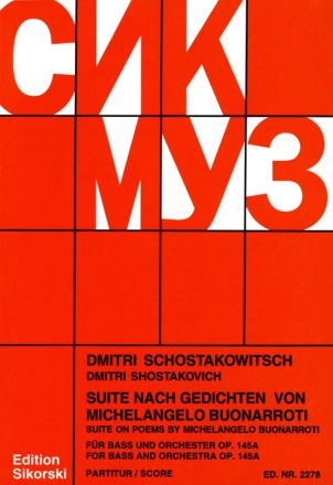 Suite op.145anach Gedichten von Michelangelo Buonarroti fr Bass und Orchester Studienpartitur