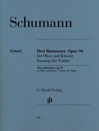 3 Romanzen op.94 fr Oboe und Klavier Fassung fr Violine und Klavier