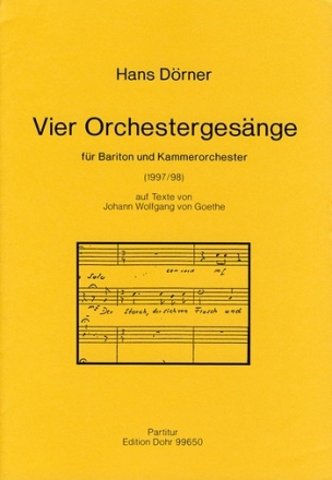 4 Orchestergesnge fr Bariton und Kammerorchester ( Bariton solo, Kammerorchester Partitur