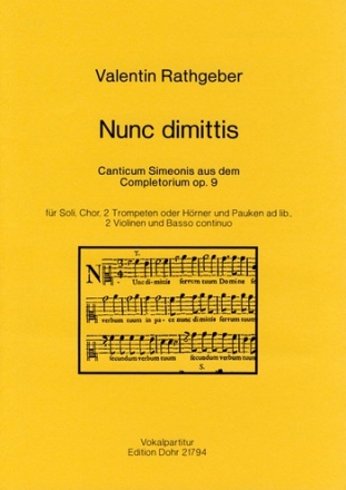 Nunc dimittis -Canticum Simeonis aus dem Complet Gemischter Chor (4-st.) Chorpartitur