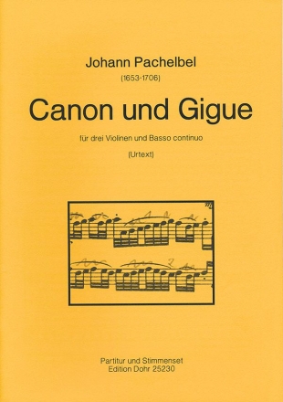 Canon und Gigue fr 3 Violinen und Bc Partitur und Stimmen