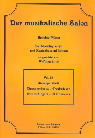 Zigeunerchor aus Troubadour fr Streichquartett, Kontrabass ad lib Partitur und Stimmen