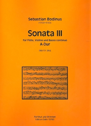 Sonate A-Dur Nr.3 fr Flte, Violine und Bc Partitur und Stimmen (Bc ausgesetzt)