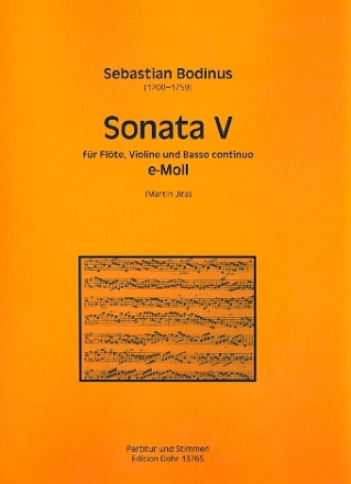 Sonate e-Moll Nr.5 fr Flte, Violine und Bc Partitur und Stimmen (Bc ausgesetzt)