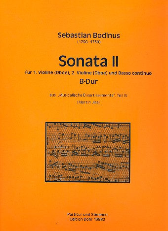 Sonate B-Dur Nr.2 fr 2 Violinen (Oboen) und Bc Partitur und Stimmen (Bc ausgesetzt)