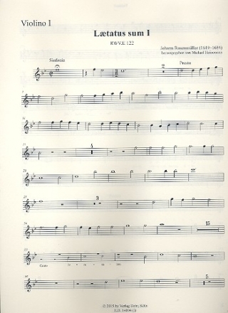 Laetatus sum B-Dur Nr.1 RWV.E122 fr 3 Stimmen (gem Chor), Streicher und Bc Stimmensatz (Streicher 2-2-2-2-2)