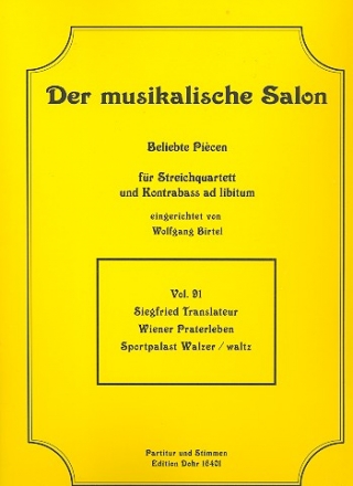 Wiener Praterleben fr Streichquartett (Kontrabass ad lib) Partitur und Stimmen