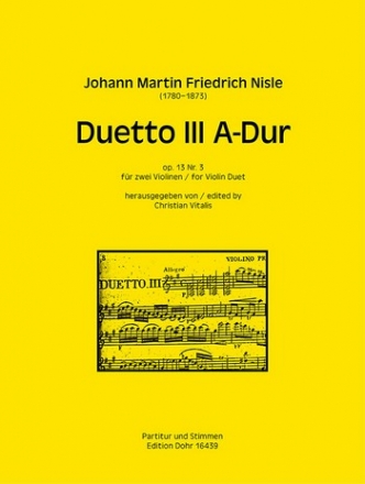 Duett A-Dur op.13,3 fr 2 Violinen Partitur und Stimmen