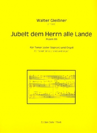 Jubelt dem Herrn alle Lande fr Tenor (Sopran) und Orgel Partitur