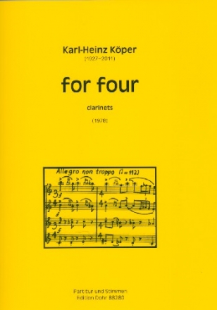 For four fr 4 Klarinetten (BBAltBass) Partitur und Stimmen