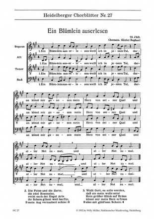Heidelberger Chorbltter Nr. 27 Mixed choir choral score