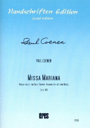 Missa Mariana op.189 fr Sopran, Klarinette in C und Orgel Partitur,  Faksimile