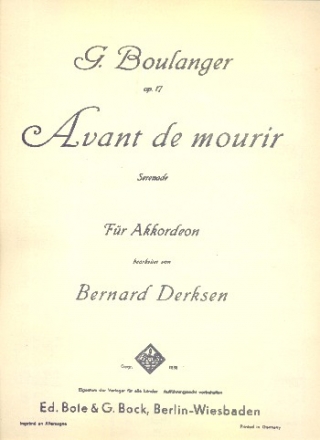 Avant de mourir op. 17 fr Akkordeon