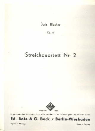 Quartett Nr.2 op.16 fr Streichquartett Stimmen