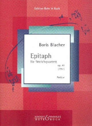 Epitaph op.41 fr Streichquartett Partitur