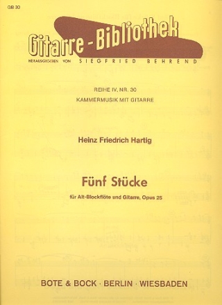 5 Stcke op.25 fr Altblockflte und Gitarre Partitur und Stimme