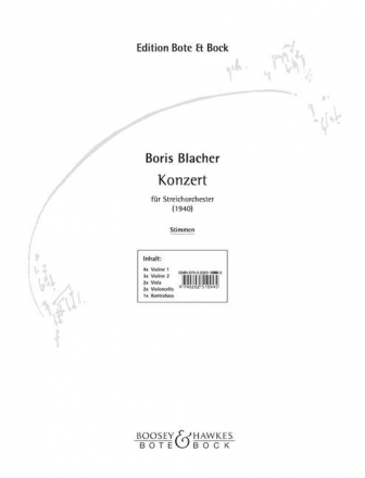 Konzert Streichorchester Streicherstimmensatz 4 Violinen I, 3 Violinen II, 2 Violen/Celli, 1