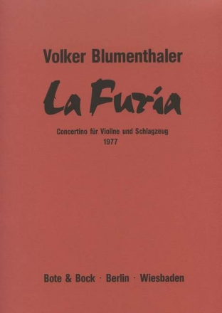 La Furia Violine und Schlagzeug Partitur und Stimme Partitur enthlt Violinstimme, Stimme fr Schlag