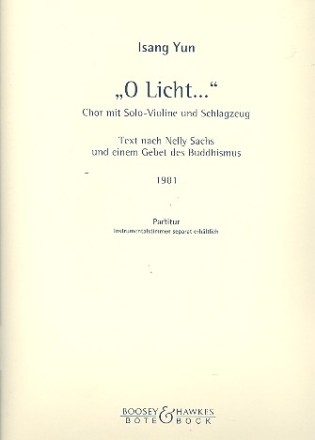 O Licht fr gem Chor, Violine und Schlagzeug Partitur