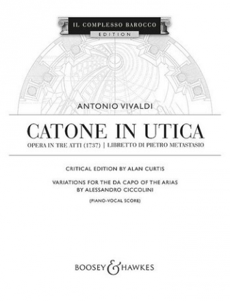 Catone in Utica fr gem Chor, Soli und Orchester Klavierauszug (nur Da capo Arien) (it)