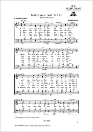 Nher mein Gott zu dir fr gem Chor a cappela Partitur